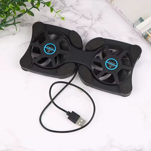 USB Mini Laptop Cooling Pad – Foldable Dual-Fan Stand for 7–15” Notebooks with Radiator & USB Power