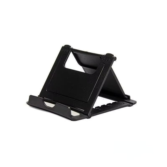 Mini Portable Folding Phone & Tablet Stand – Universal Adjustable Plastic Holder (Black)